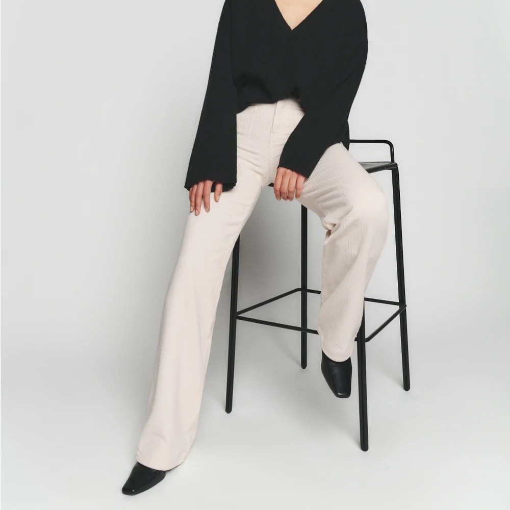 NWOT Alyssa High Rise Wide Leg Corduroy Pants in Bone